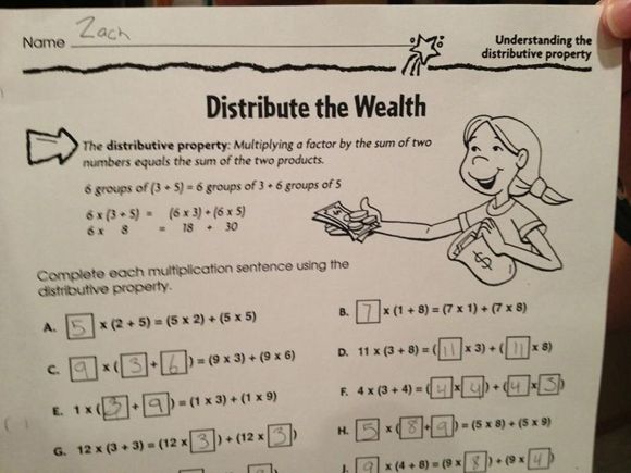 distribute the wealth math worksheet used for public school student indoctrination
