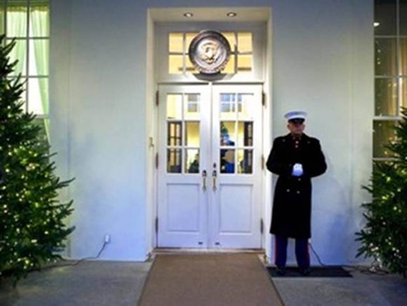 US Marine guarding White House Entrance