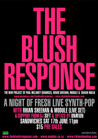 Poster for debut gig by The Blush Response