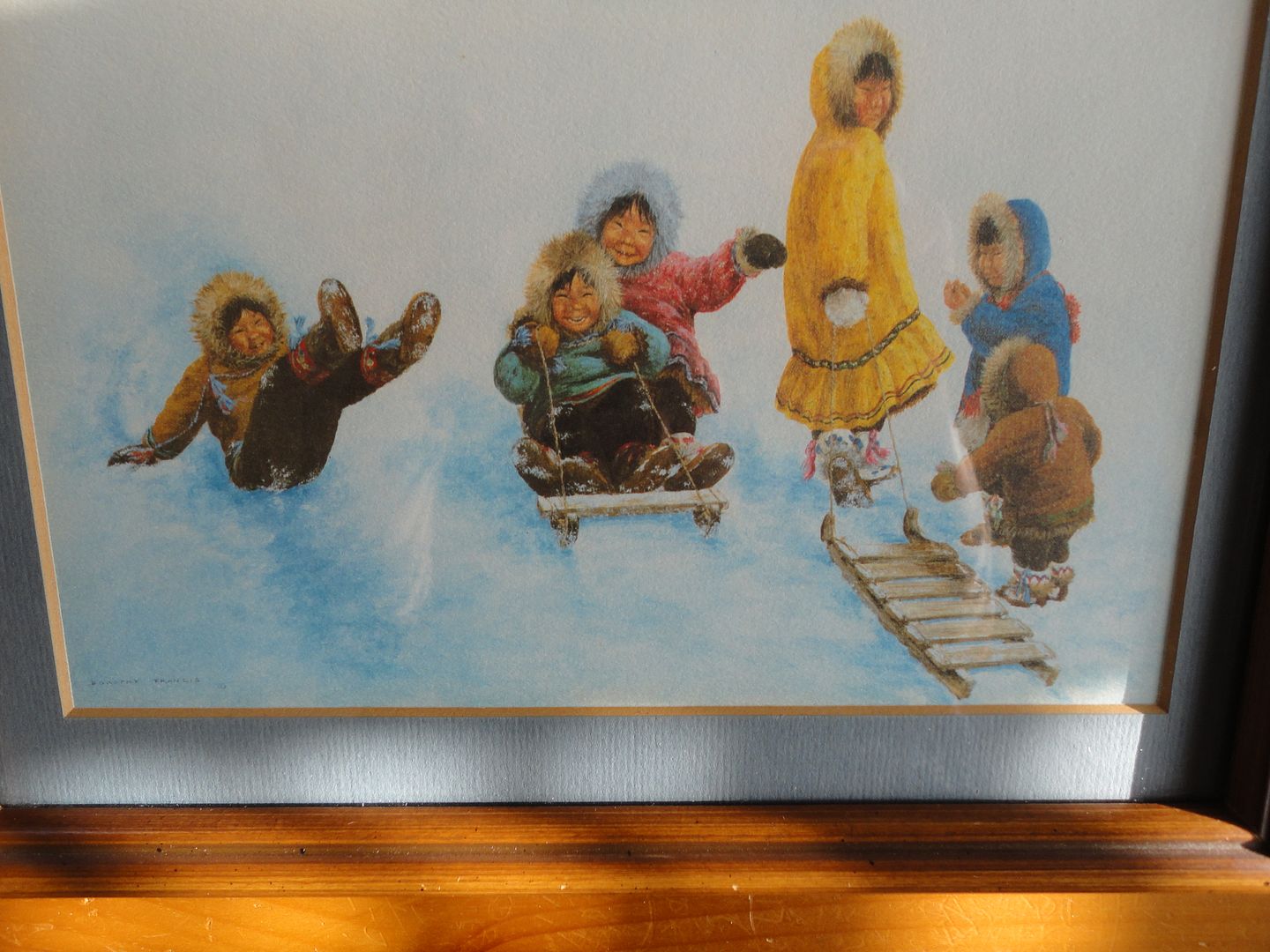 Artist Dorothy Francis Canada 2 Prints Matted Framed Eskimo Inuit