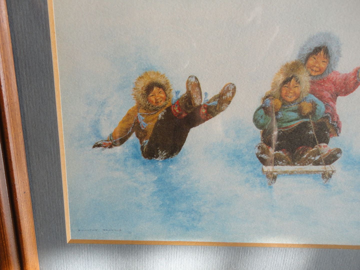 Artist Dorothy Francis Canada 2 Prints Matted Framed Eskimo Inuit