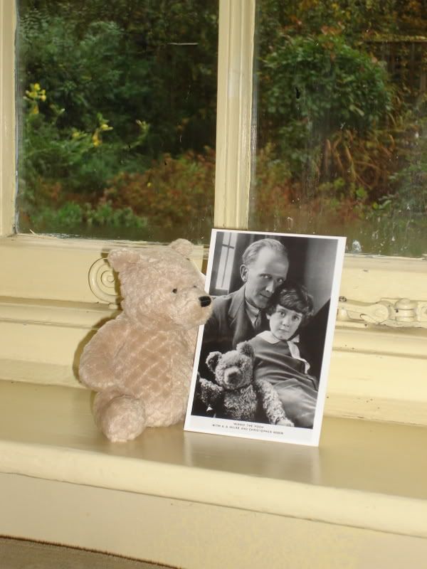 Pooh &amp; Postcard in Window Pictures, Images and Photos