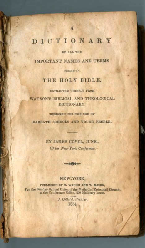 Dictionary Names Terms Bible 1834 Watson Covel  