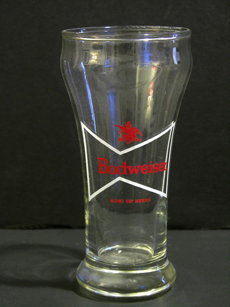 Vintage Budweiser White Bow Tie Pilsner Beer Glass  