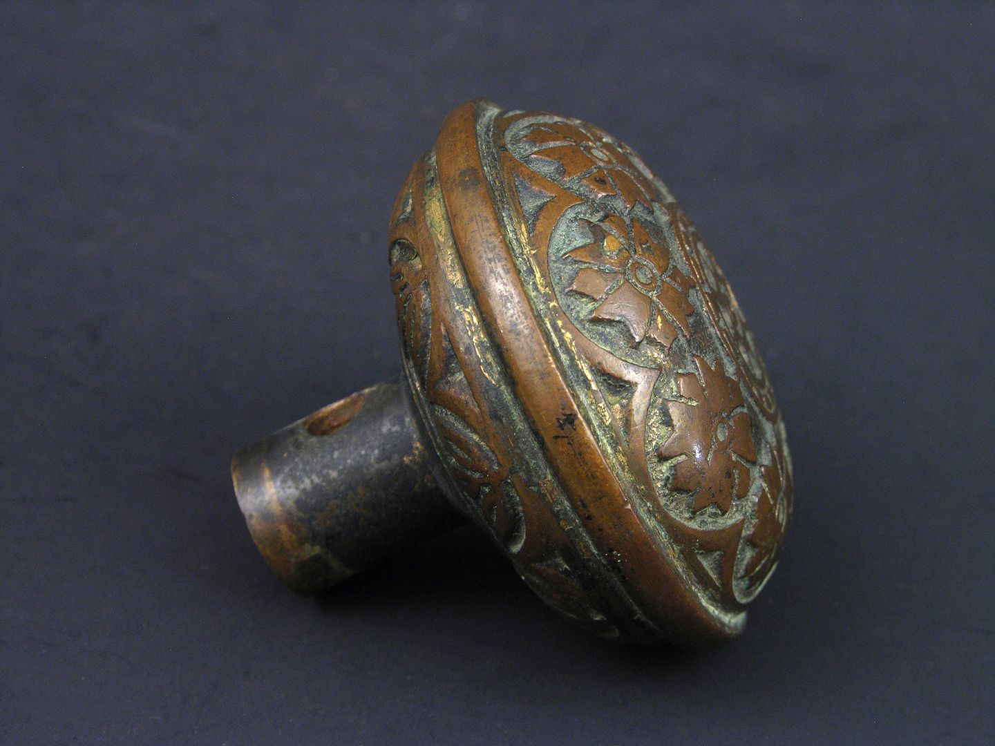 Aesthetic Era Edwardian Brass or Bronze Cast & Engraved Door Knob 