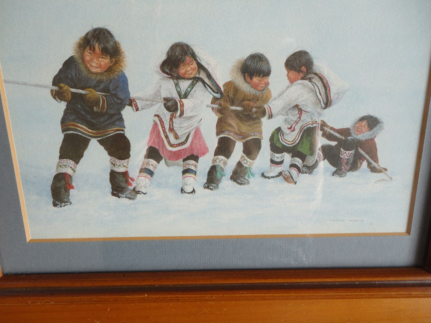 Artist Dorothy Francis Canada 2 Prints Matted Framed Eskimo Inuit ...