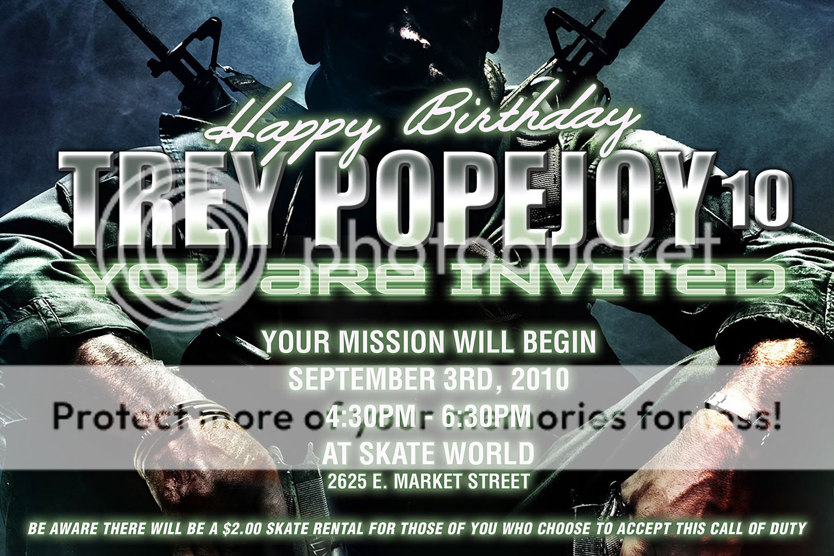 Personalized BOY Call of Duty Birthday Invitations  