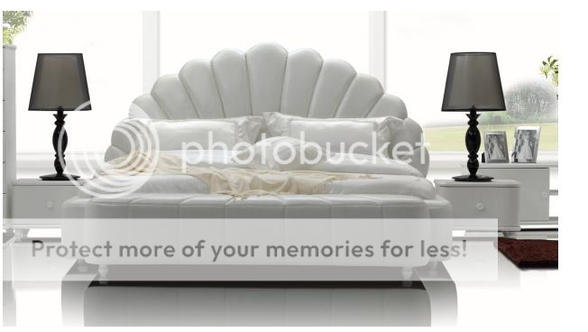 WHELK white MODERN leatherette BED clam shaped headboard CONTEMPORARY 